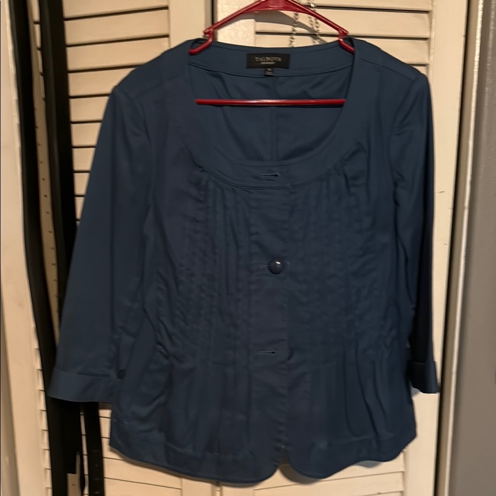 Talbots Blue Ruched 3/4 Sleeve Blouse